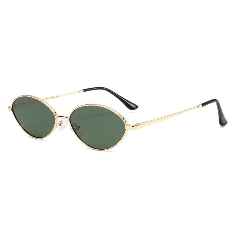 Polarized Metal Oval Sunglasses with Anti-Slip Temples Retro Vintage Style for Casual Outdoor Activities Driving UV Protection