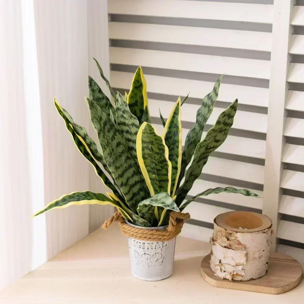 Faux Snake Plant with Lifelike Leaf Design for Home and For Wedding Decor Made of PVC for Long Term Use and Easy Setup