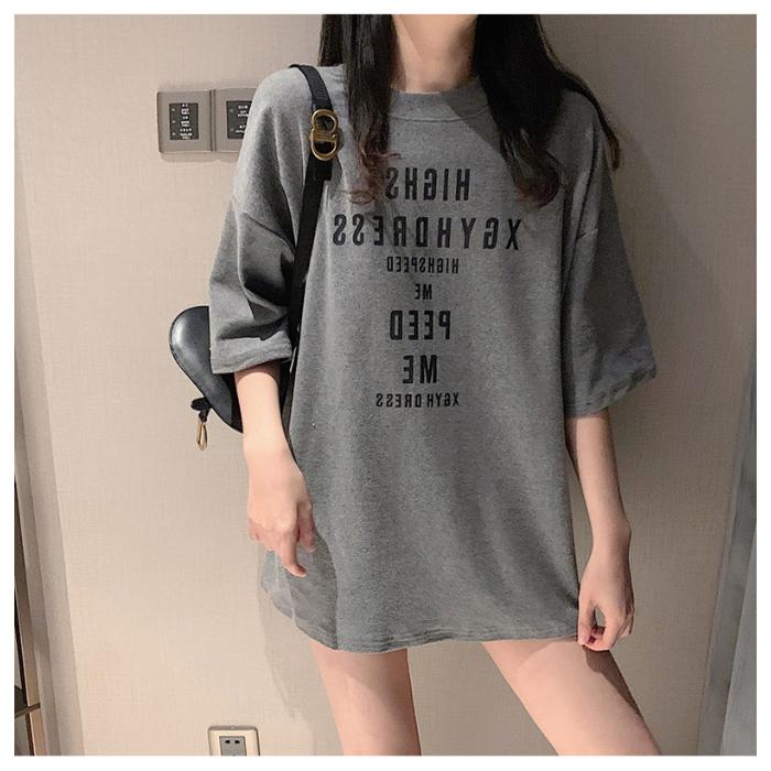 Retro American Sle Women's T-irt Summer 2026 Loose Long Sve Printed Ort Sve Trendy Leisure Round Ne Top
