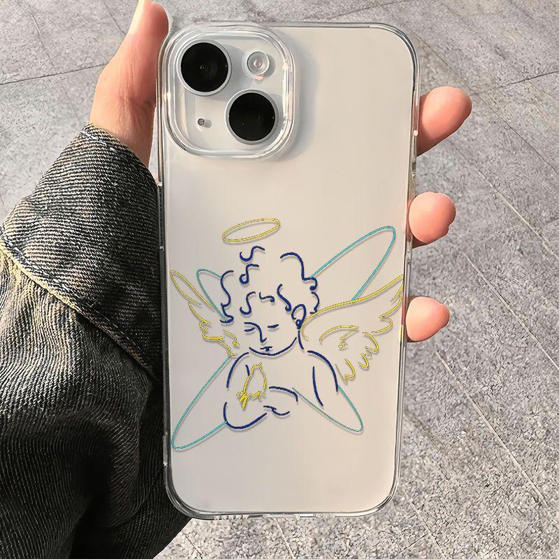 Line Angel Boy Soft Fashion Phone Case For iPhone 17 Pro Max 16 Pro 15 Plus 14 13 mini 12 11 16E 17 Air Case