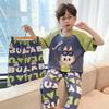 Cotton 3-Piece Pajama Set Boys Lightweight Short Sleeve Sleepwear Cartoon Print Home Wear Ages 8