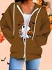 Halloween 3D-gedruckter Kapuzen-Cardigan Übergröße Herbst Winter Retro