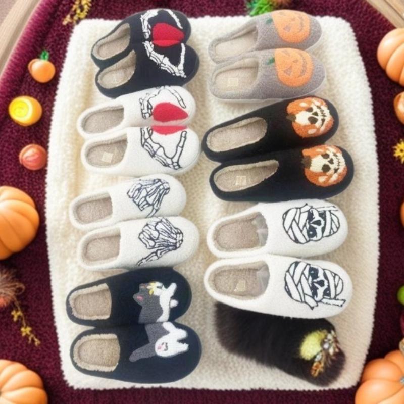Fashion House Fuzzy Slipper Men Male Ghost Face Blue Evil Eye Home Shoes Plush Winter Warm Indoor Floor Non Slip Women Female Halloween