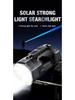New Flashlight Solar Searchlight Strong Light Illumination Portable Handheld Flashlight Outdoor Multifunctional Lighting