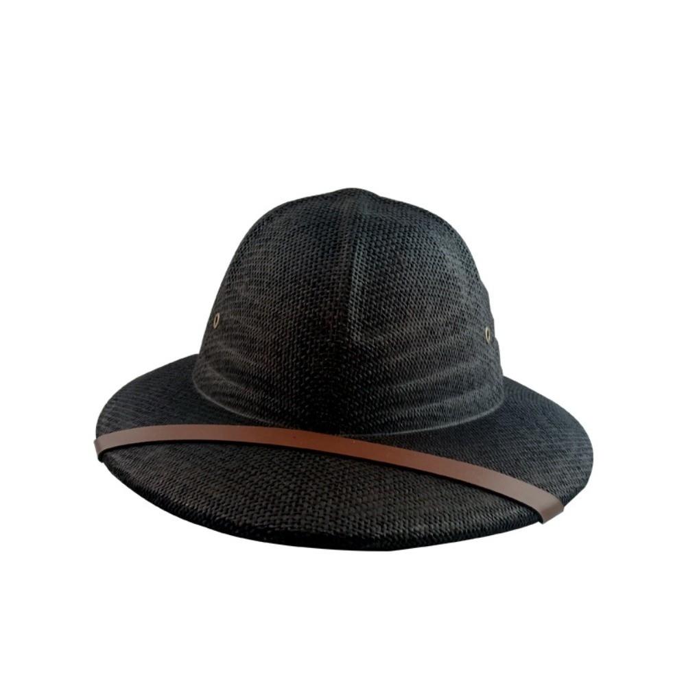 Big Size Fedora Sun Hat Straw Material Jazz Bucket Hat Beach Hard Straw Hat Outdoor Use