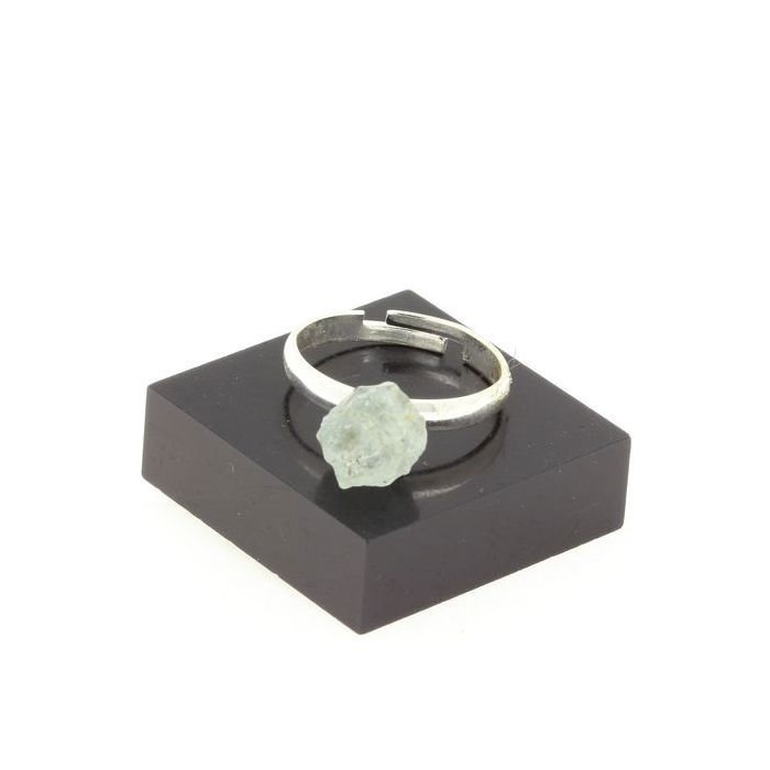 Pierres et Minéraux. Bague Aigue-Marine brut plaqué argent. 10.11 ct. Taille réglable.