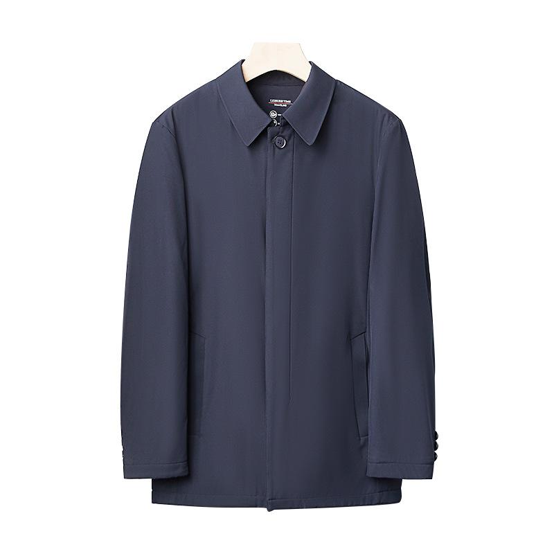 Middle-aged Men's Coat, Long Slim-fitting Retro Jacket, Lapel-neck Fit Jacket, Thermal Cotton-padded Coat.