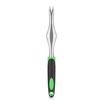 Two-Pronged Fork Hand Weeder Tool Sturdy with Ergonomic Handle Root Extractor Durable Multi-purpose Garden Weeding Fork