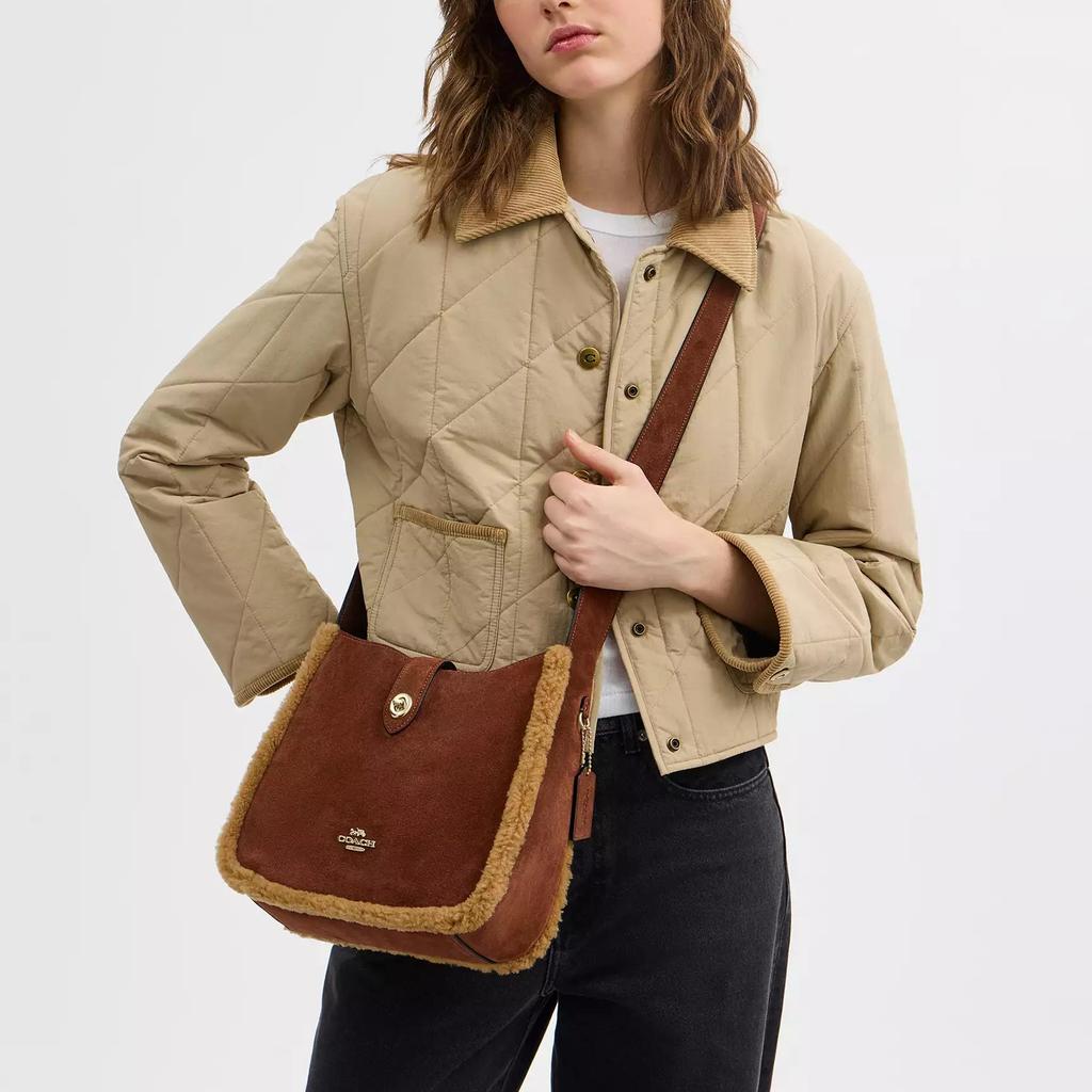 Coach Hadley 24 Verstellbarer Schultergurt Wildleder und veredeltes Kieselsteinleder Umhängetasche Mittel Vintage Braun Damen Umhängetasche CCZ26-IMYMY