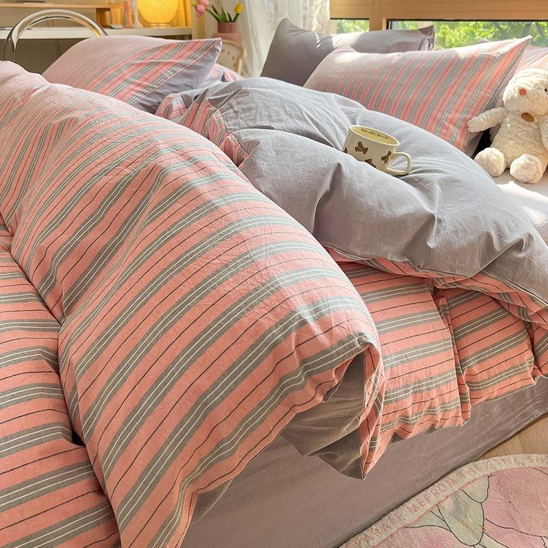 Sada povlečení z čisté bavlny, čtyřdílná sada z čisté bavlny, prostěradlo z čisté bavlny, povlak na přikrývku, sada tří dílů