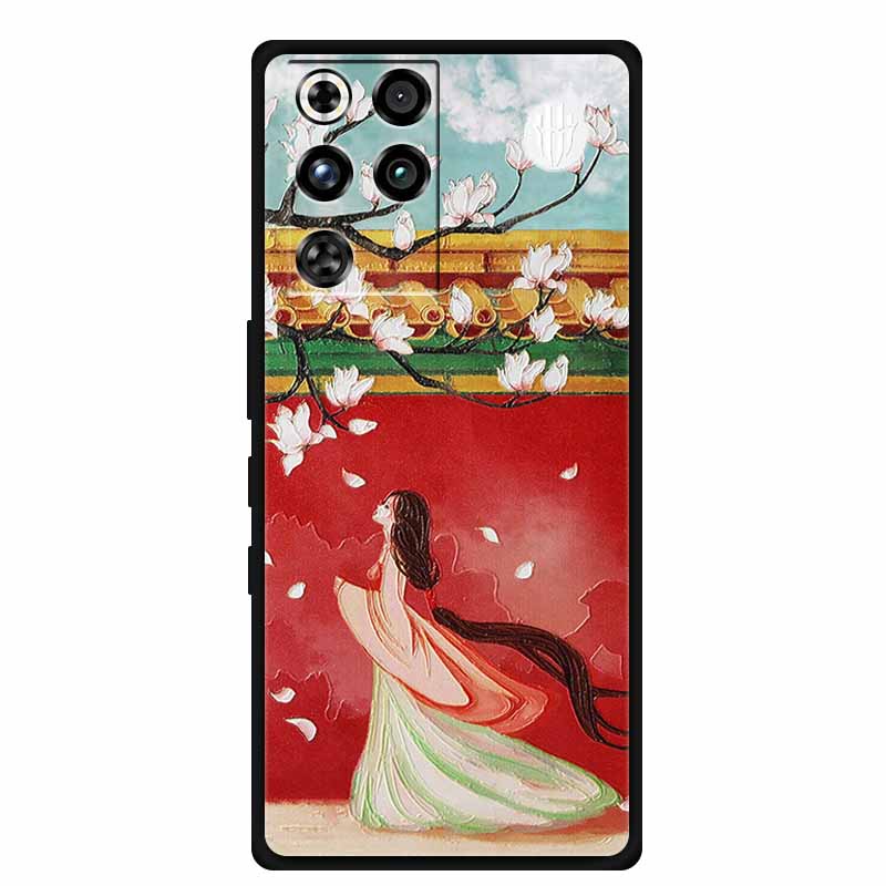 For ZTE Nubia RedMagic 11 Pro 5G Case 3D Emboss Flowers Relief Soft Black Silicone Back Cover For ZTE Nubia RedMagic 11Pro Funda