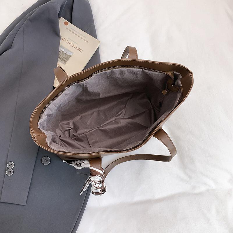 College Student Tote Bag Pu With Zipper Closure For Daily Use