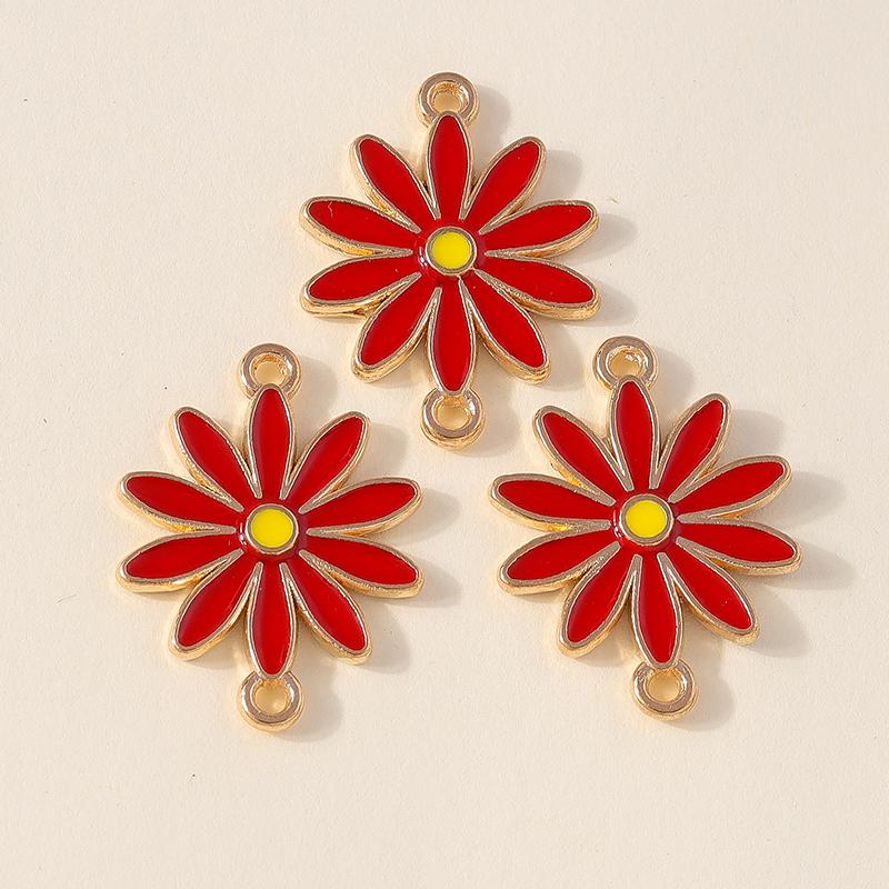 Leslie 10 Stück Bunte Doppel Loch Gänseblümchen Anhänger Für Schmuckherstellung Armband Halskette DIY Schlüsselanhänger Anhänger