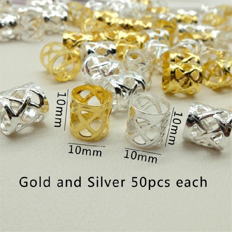 100PCS Hair Braid Dreadlock Beads Braid Spirals Braid Hair Extension Hair Rings
