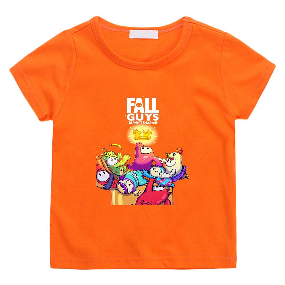 Gioco Fall Guys 2-12 Anni Bambini T-shirt in Puro Cotone Ragazzi Ragazze Stampa Cartone Animato Carina Manica Corta Girocollo Casual Estiva Top per Bambini