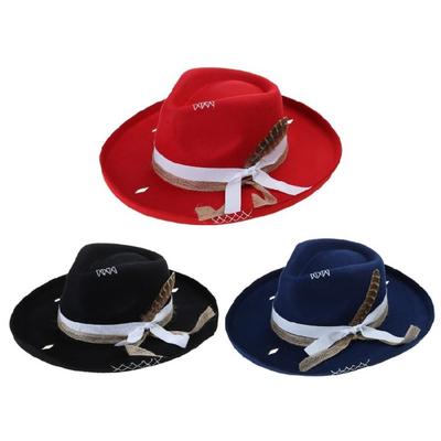 Vintage Woven Belt Hat Cosplay Costume All Matching Panama Hat Stage Performers Dancing Hat Adult Winter Warm Wool Hat