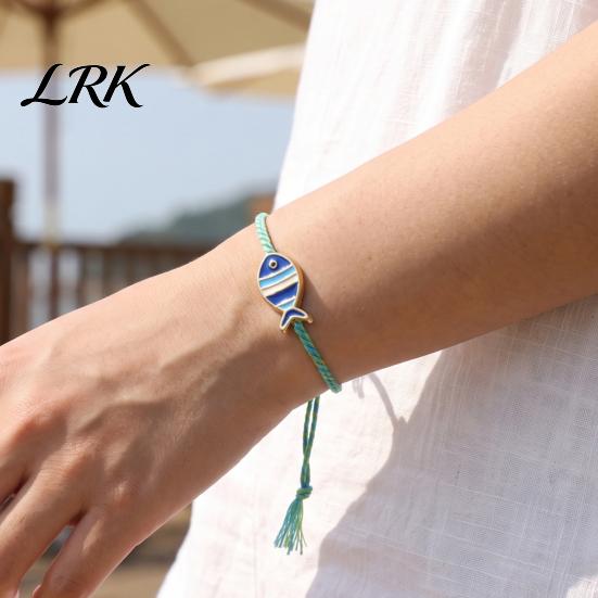 Matching Couples Jewelry Colorful Small Fish Handmade Braided Bracelet, Boho Cute Woven Gift for Best Friends String Adjustable Summer Beach Wristband