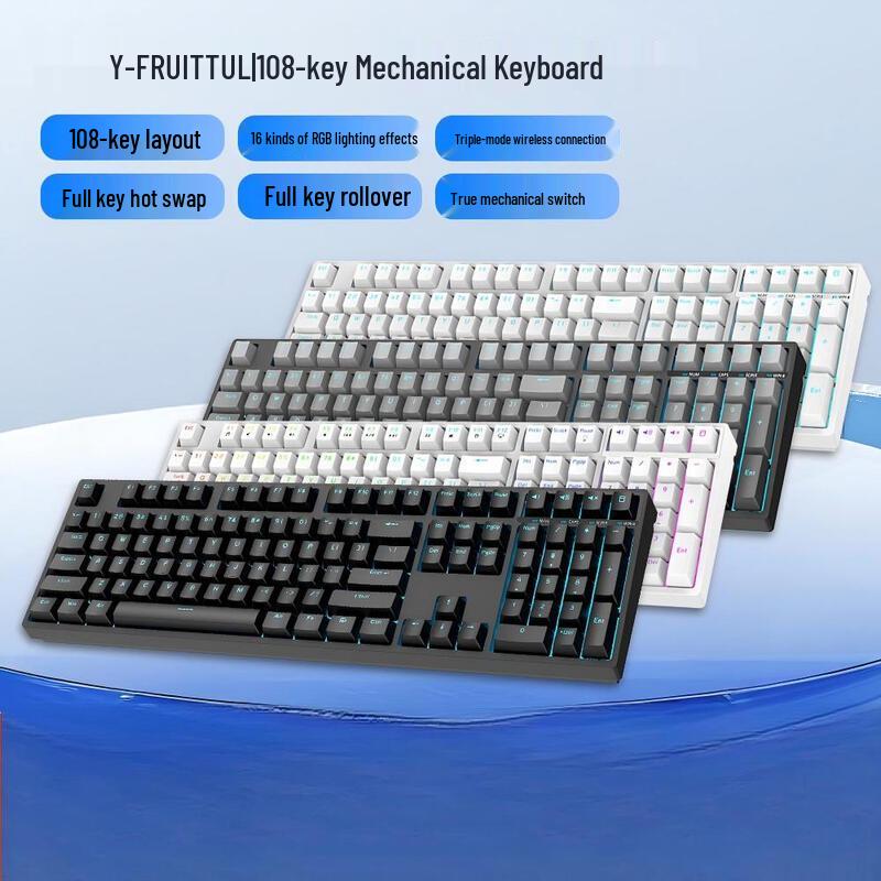Y-FRUITFUL H108 Mechanická herní klávesnice 108 kláves s možností výměny kláves