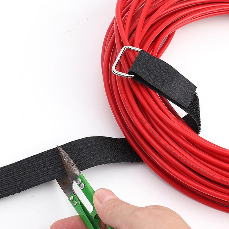5M Reusable Nylon Hook Loop Fastening Cable Tape Cut-To-Length Self-Adhesive Securing Strap With Buckle For Organizer Or Storage