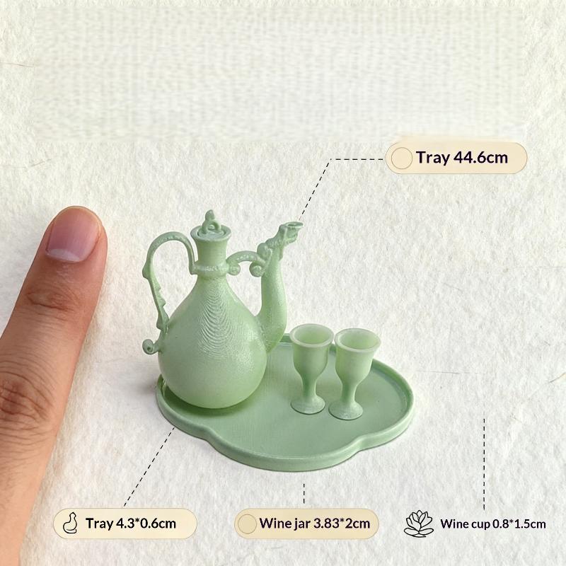 1 Set 1 6 Chinese Ancient Style Peacock Pot Kit Dollhouse Miniature Decor Pottery for Classic Family Scene Setup