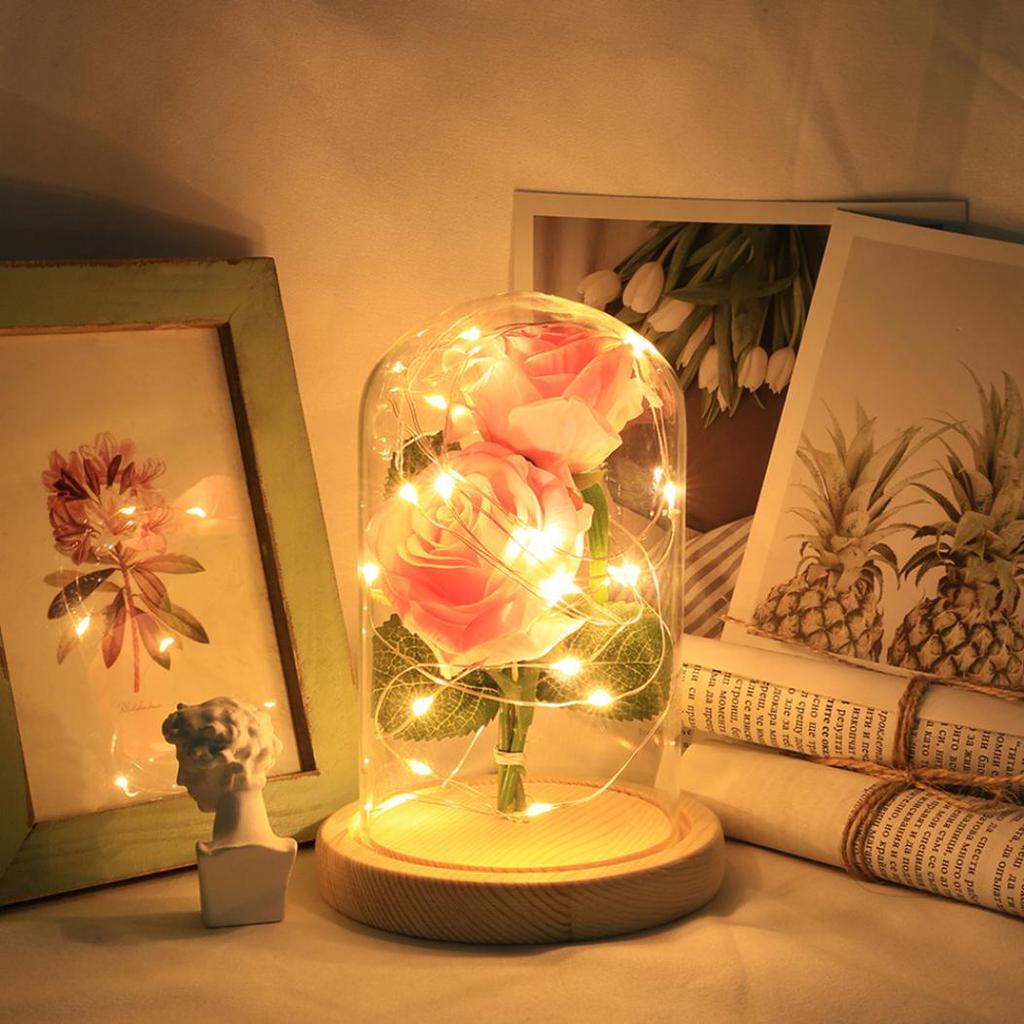 Artificial Rose Led Glass Bottle Lamp Night Light Home Artificial Rose Led Glass Bottle Lamp Night Light Home