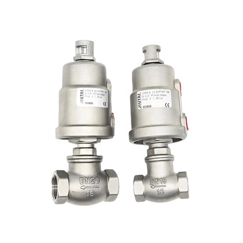 High-Temperature Pneumatic Shut-off Valve, 304 Stainless Steel Threaded T-Type Angle Seat Drum Water Valve