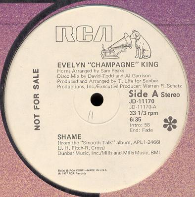 12inch Record EVELYN KING - Shame / Dancin', Dancin', Dancin' JD11170PROMO RCA 1977 US Soul/Funk Used