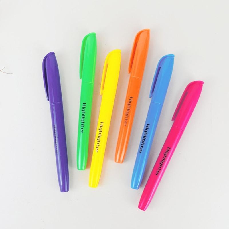6Pcs Highlighter Marker Fast Dry Ergonomic Grip Highlighter Pen Chiseled Tip For Highlighting Texts Notes Color Coding