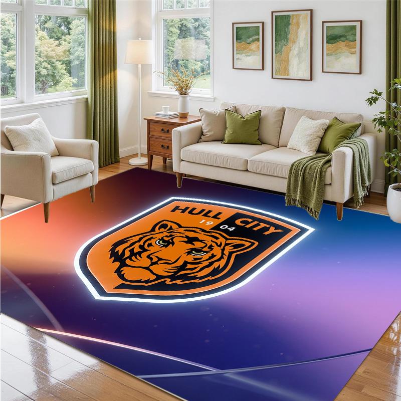 Hull City Fußball Design Kristall Samt Teppich Weiche Dekorative Matte für Schlafzimmer Eingang