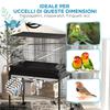 Indoor Bird Cage with Tray, Shelf and Wheels with Brakes, 85x49x119 Cm, Black