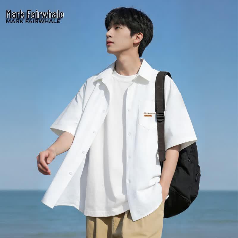 Mark Fairwhale Men s Casual Loose Fit Short Sleeve Shirt M