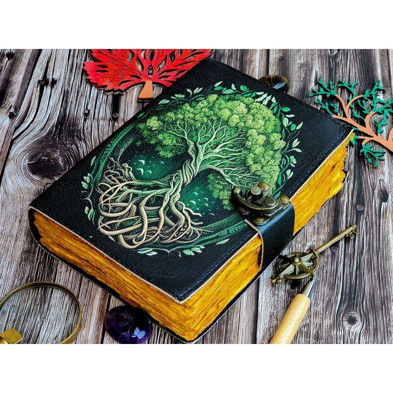 Leather Journal Tree of Life - Genuine Leather Notebooks For Women - Beautiful Journal For Sketches Book Traveling Book Blank Spell Book