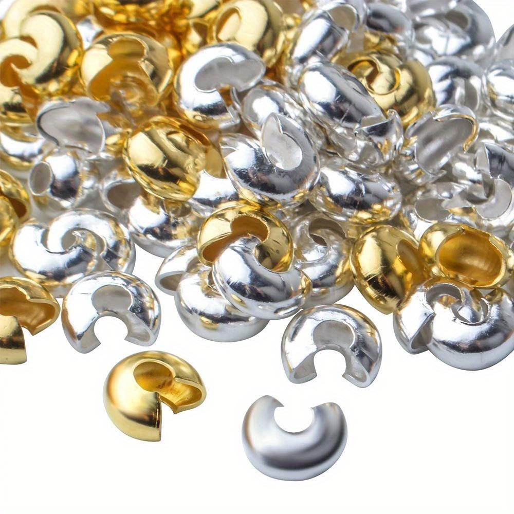 10/30/50pcs 6mm Brass Crimping Bead Cap Jewelry Making Accessories, Semi-circular Opening Tube Bead Joint Jewelry Making Cap