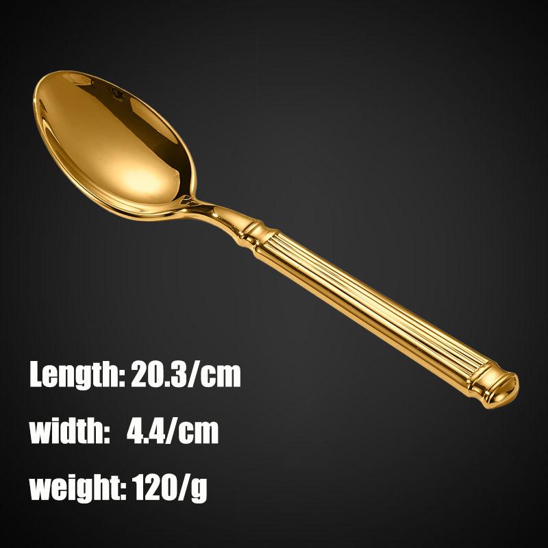

Золотые наборы из нержавеющей стали для подарка гостям столовые приборы с римской ручкой ножи, вилки, ложки, лопатки для торта Товары для кухни ресторана