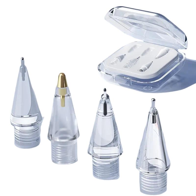 6/4 ב-1 קצוות עפרון חלופיים עבור Apple Pencil Pro/דור שני/דור ראשון/USB-C, קצוות עט משודרגים לאייפד עם נרתיק אחסון