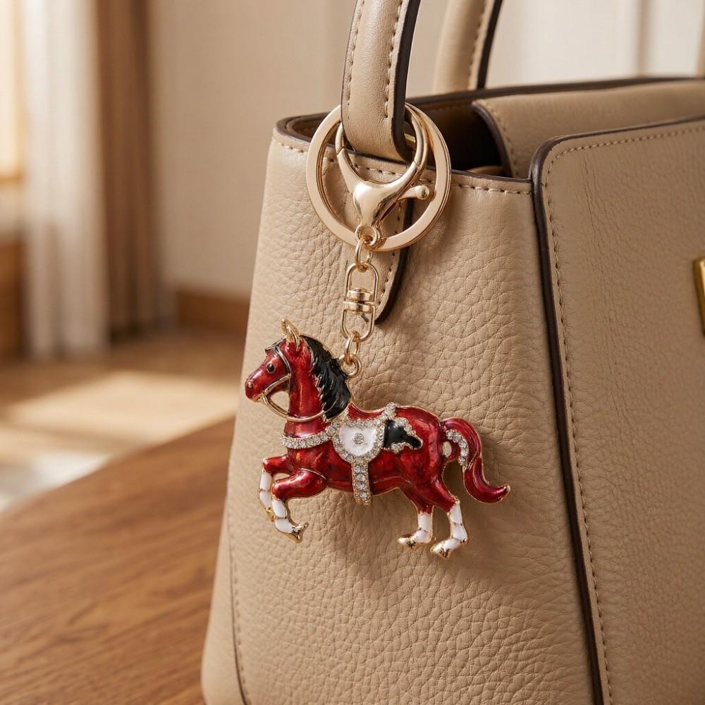 Exquisite Crystal Horse Keychain Rhinestone Studded Pony Keyring Horse Shape Charm For Women