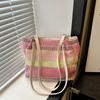 Contemporary Large Capacity Woven Tote Bag With Elegant Stitching Details Perfect For Casual Days