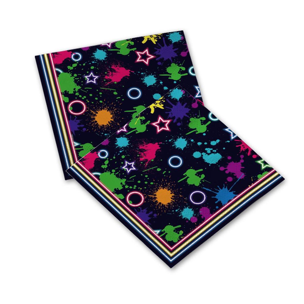 Neon Party Set: Disposable Napkins, Paper Plates, Cutlery, Bunting, Tablecloth, and Decorations