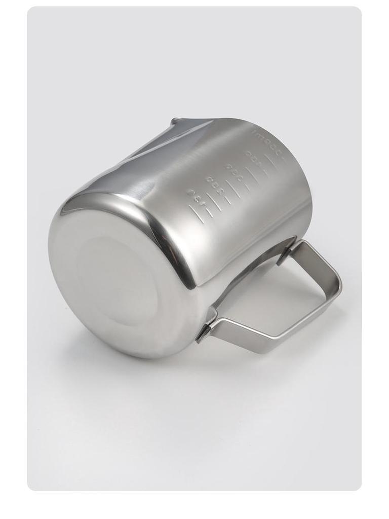 Stainless Steel Milk Frothing Cup with Spout and Measurement for Latte Art and Wax Melting