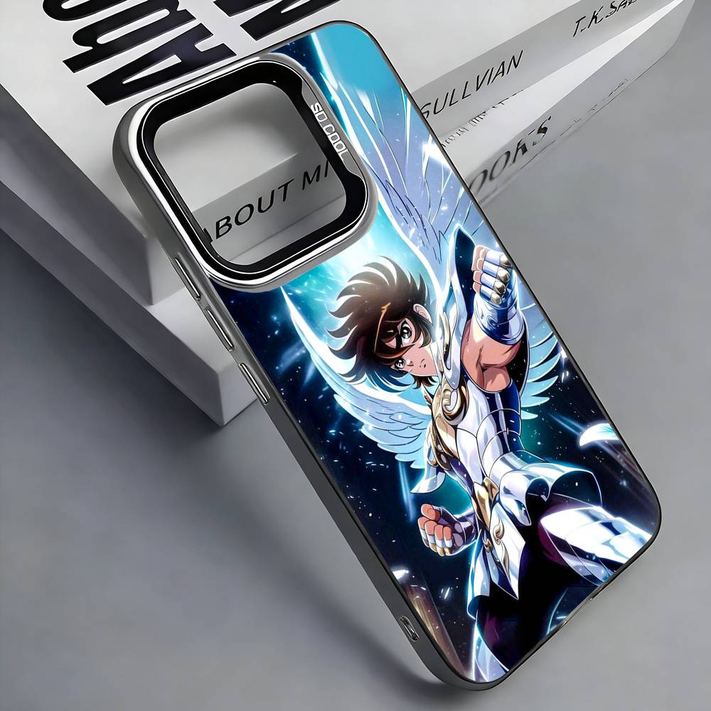 S-Saint S-Seiya Anime Colorful Silver Back Phone Case For IPhone 17 16 15 14 13 12 11 Plus Pro Max Plus