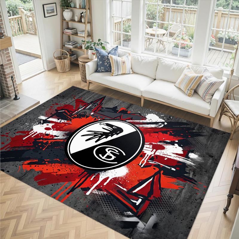 SC Freiburg FC Design Crystal Velvet Carpet Cozy Non?Slip Printed Rug For Bedroom Living Room Entrance