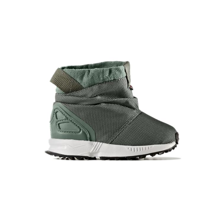 adidas Originals ZX Flux Comfortable Warm Durable High-Top Walking Shoes Baby Shoes Green BY9065