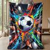 Soccer Ball Breaking Through Wall Theme blanket Lightweight Warm Flannel Blanket Decorative Throw Blanket for Home Decoration