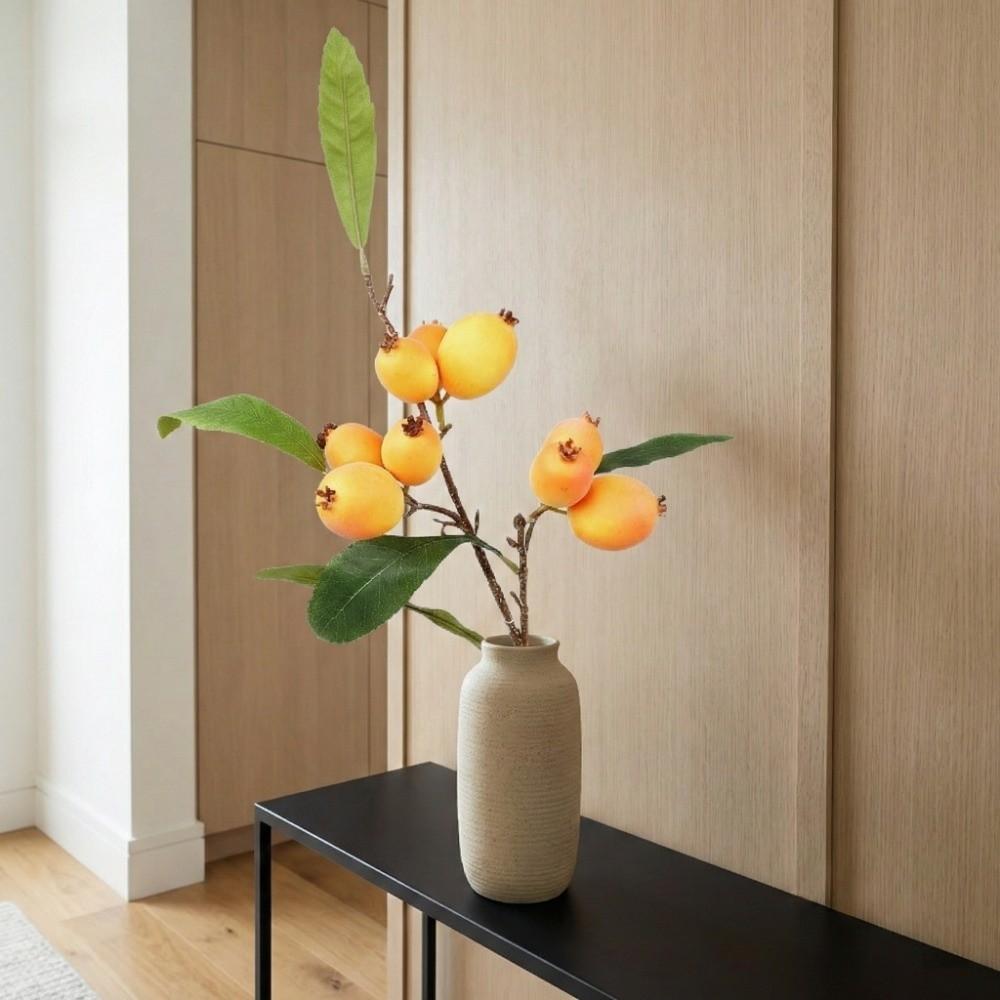 Luxury Artificial Loquat Fruit Branch Faux Loquat Fake Plants Simulation Fruit Tree  Gift