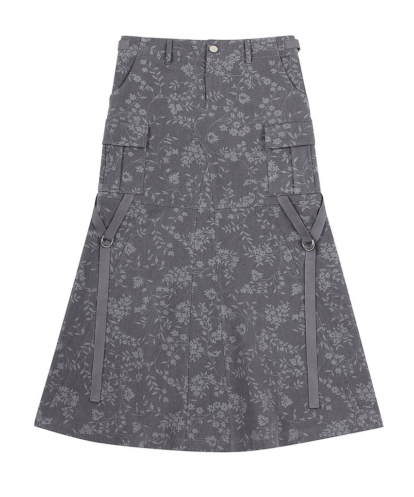 Love Is True Sy Cargo Long Skirt(Charcoal)
