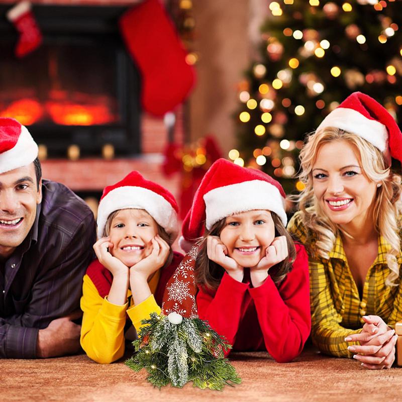 Christmas Gnome Wreath with LED String Light Christmas Wreath Swedish Nisse Table Decor Party Decoration Holiday Supplies