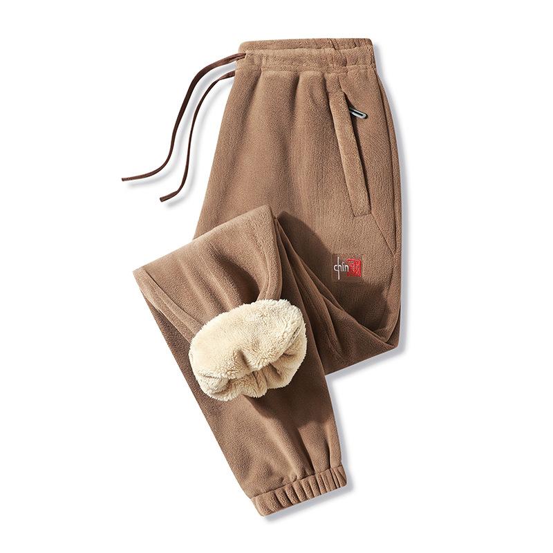 Winter Pants Men's Cotton Casual Pants Loose Sports Pants with Thick Fleece Plus Oversized Pants