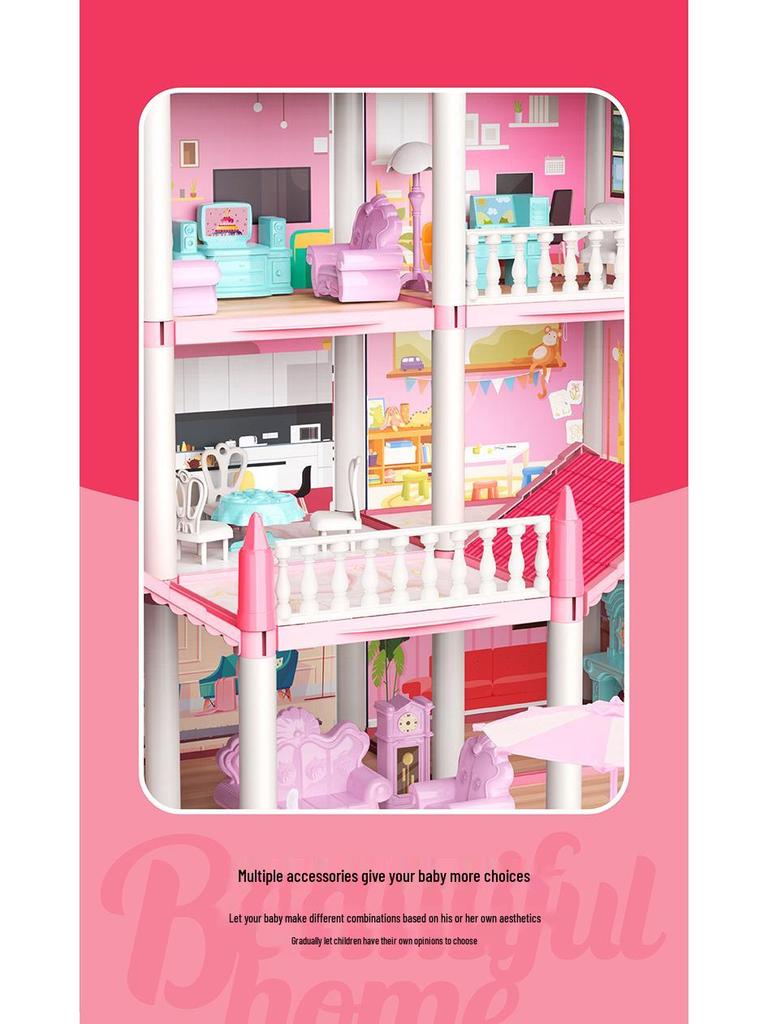 Işıklı Kendin Yap Prenses Şatosu Bebek Evi - Küçük Kızın Oyun Evi
