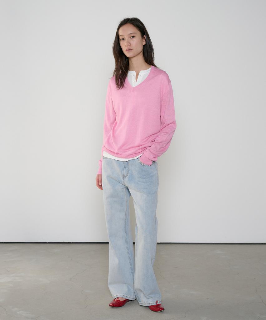 Jeonggamseutyudio Linen Blend V-Neck Kint_5 Color