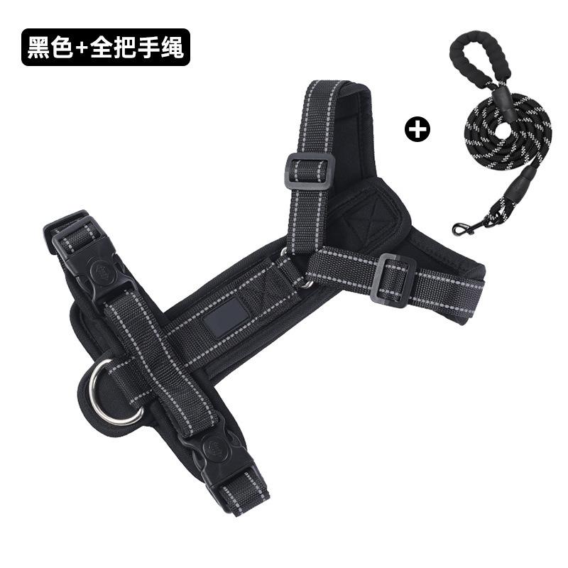 Big dog chest and back anti-break-free I-shaped dog walking leash Comfortable, breathable, wear-resistant, explosion-proof and non-neck leash